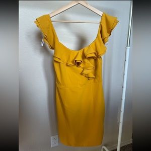 Lulus Yellow Ruffle Off Shoulder Dress